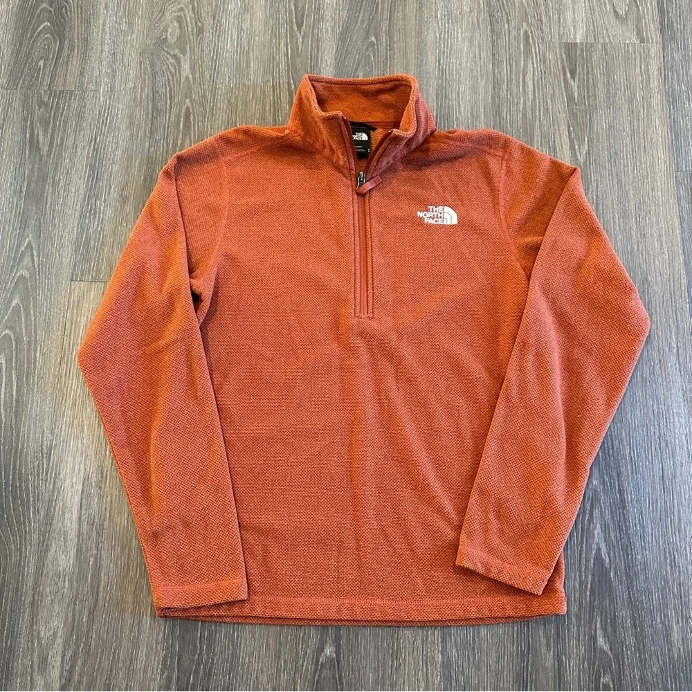 The North Face Men’s Fleece Pullover Textured Cap Rock Picante Red Heather sz S
